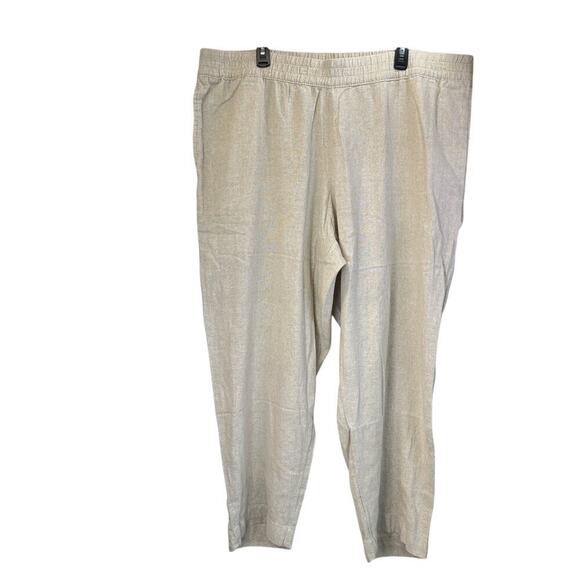 Old Navy Pants - Old Navy XXL Natural Linen Blend Straight High Rise Pockets Pants NEW Summer